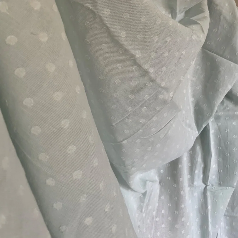 100% cotton Pale light blue polka dot window or shower curtain